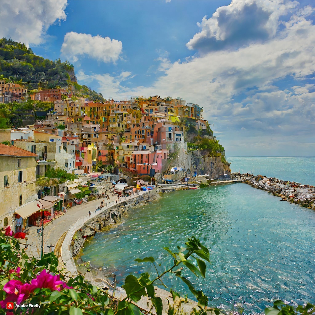  Italy with coloful buildings and ocean view